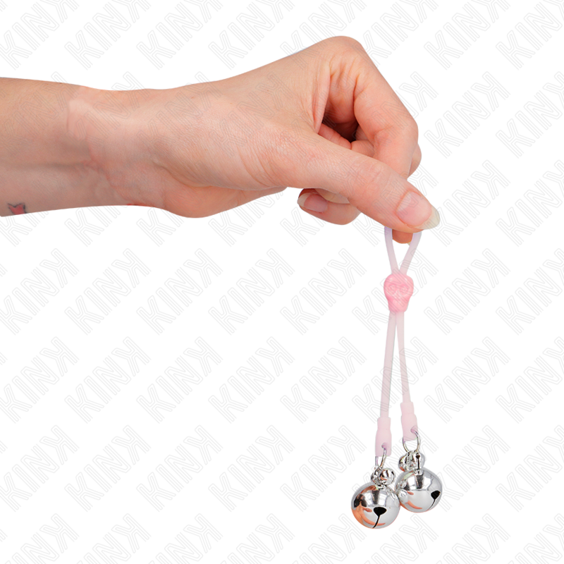 KINK - LUMINOUS SKULL NIPPLE CLAMPS WITH RING BELLS ADJUSTABLE PINK / SILVER KINK NIPPLE GRIP - 4