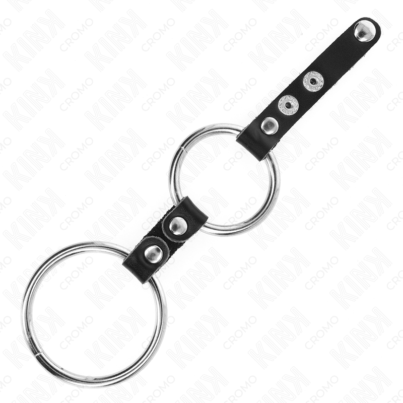 KINK - DOUBLE PENIS RING 3.8 CM TO 5 CM CONNECTED BY LEATHER KINK RING POWER - 3