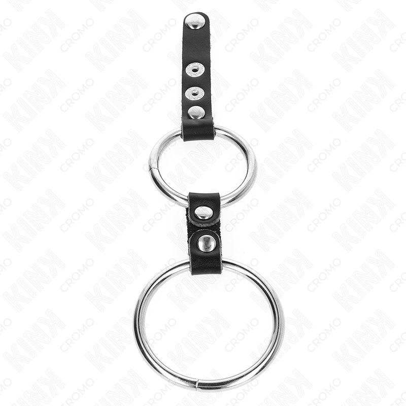 KINK - DOUBLE PENIS RING 3.8 CM TO 5 CM CONNECTED BY LEATHER KINK RING POWER - 4