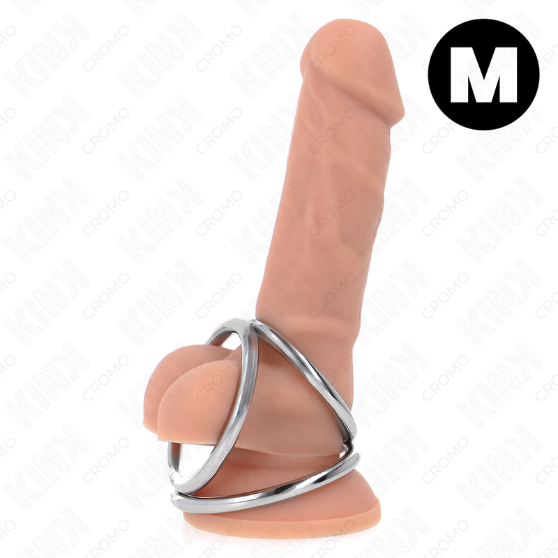 KINK - TRIPLE CHROME METAL PENIS RING 3.8 CM TO 5 CM MODEL 2 KINK RING POWER - 1