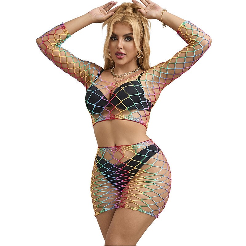 SUBBLIME - 952440 2-PIECE FISHNET SET LONG SLEEVE RAINBOW ONE SIZE SUBBLIME SETS - 1