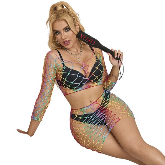 SUBBLIME - 952440 2-PIECE FISHNET SET LONG SLEEVE RAINBOW ONE SIZE SUBBLIME SETS - 4