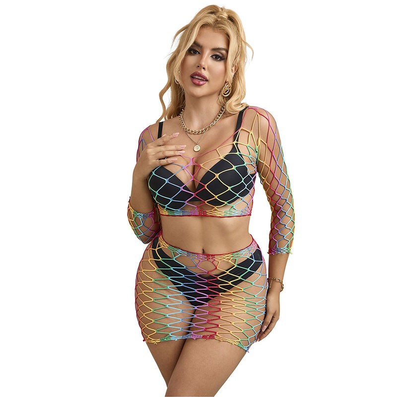 SUBBLIME - 952440 2-PIECE FISHNET SET LONG SLEEVE RAINBOW ONE SIZE SUBBLIME SETS - 5