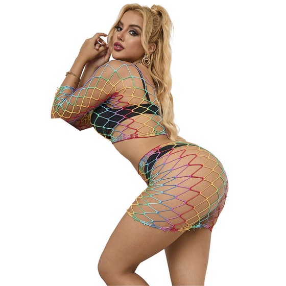 SUBBLIME - 952440 2-PIECE FISHNET SET LONG SLEEVE RAINBOW ONE SIZE SUBBLIME SETS - 6