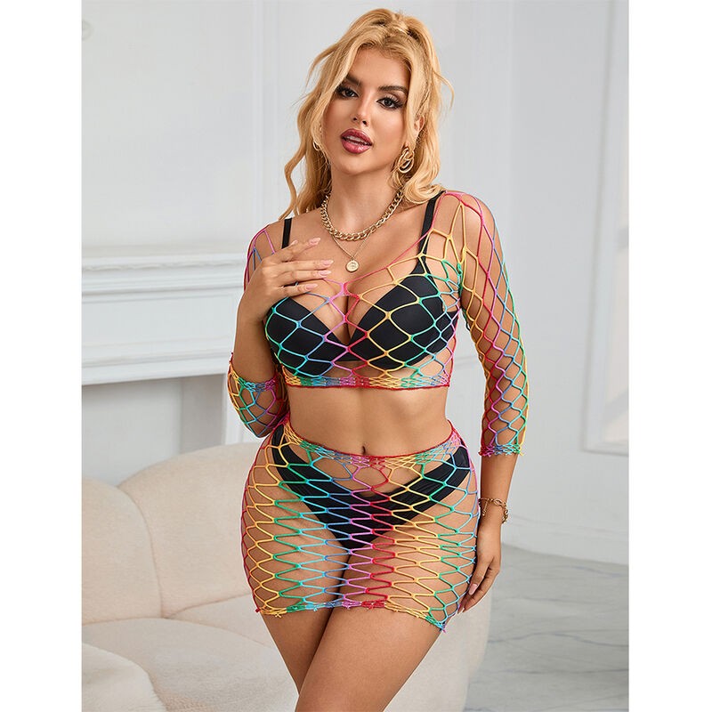 SUBBLIME - 952440 2-PIECE FISHNET SET LONG SLEEVE RAINBOW ONE SIZE SUBBLIME SETS - 7