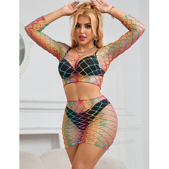 SUBBLIME - 952440 2-PIECE FISHNET SET LONG SLEEVE RAINBOW ONE SIZE SUBBLIME SETS - 9