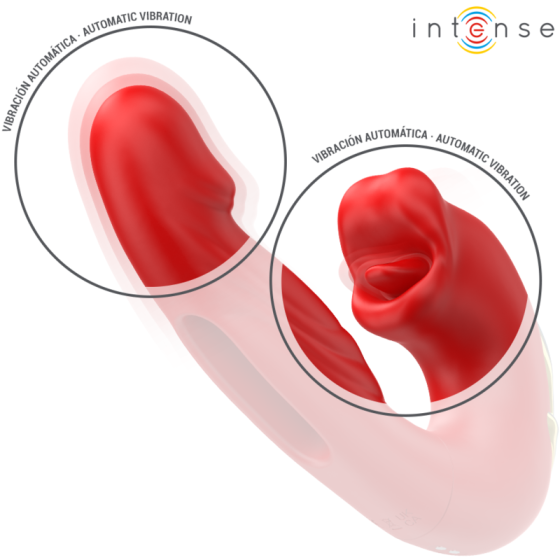 INTENSE - NATHY DOUBLE VIBRATOR WITH MULTIFUNCTION STIMULATING MOUTH RED INTENSE FUN - 5