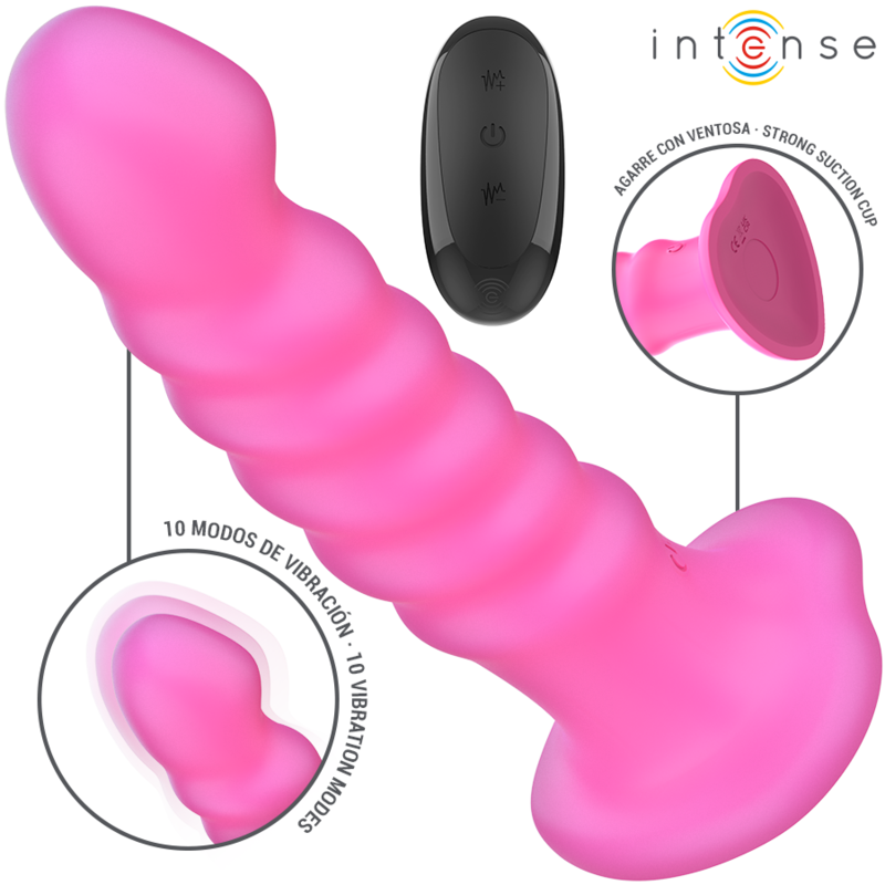 INTENSE - CINDY VIBRATOR SIZE L SPIRAL DESIGN 10 VIBRATIONS PINK REMOTE CONTROL INTENSE FUN - 1