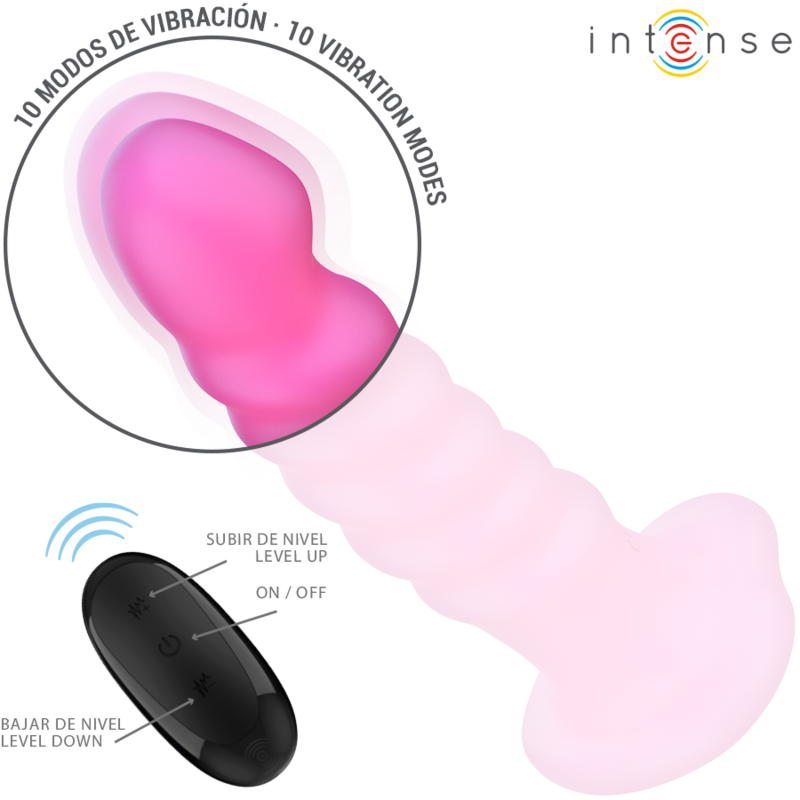 INTENSE - CINDY VIBRATOR SIZE L SPIRAL DESIGN 10 VIBRATIONS PINK REMOTE CONTROL INTENSE FUN - 3