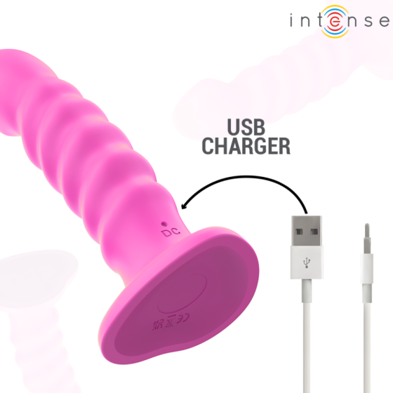 INTENSE - CINDY VIBRATOR SIZE L SPIRAL DESIGN 10 VIBRATIONS PINK REMOTE CONTROL INTENSE FUN - 5