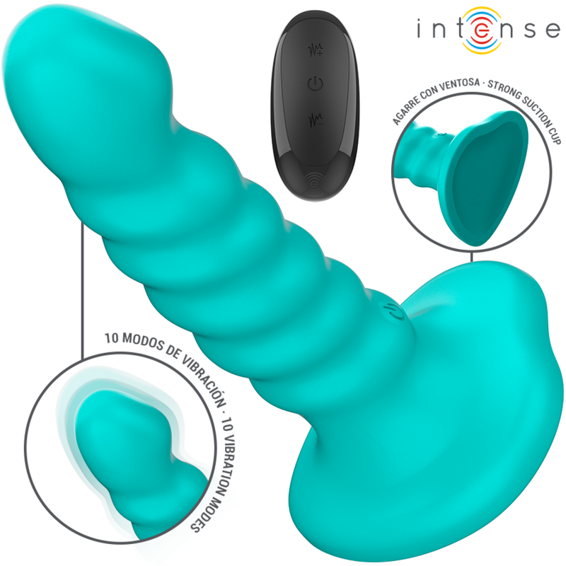 INTENSE - BUFFY VIBRATOR SIZE S SPIRAL DESIGN 10 VIBRATIONS BLUE REMOTE CONTROL INTENSE FUN - 1