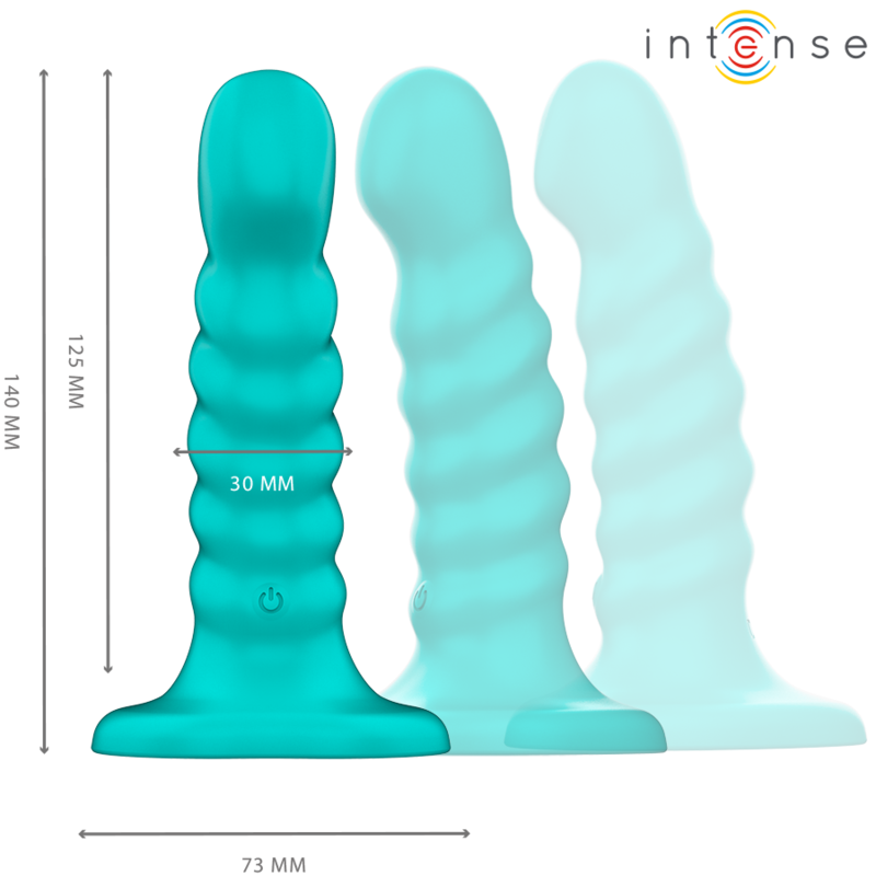 INTENSE - BUFFY VIBRATOR SIZE S SPIRAL DESIGN 10 VIBRATIONS BLUE REMOTE CONTROL INTENSE FUN - 2