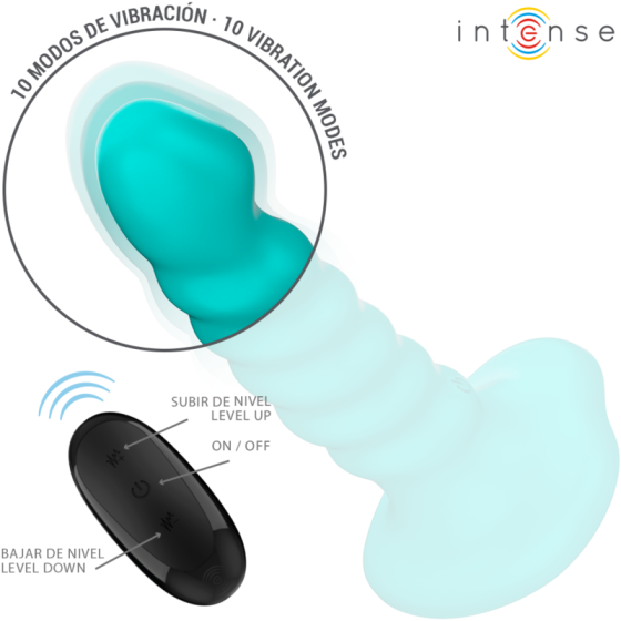 INTENSE - BUFFY VIBRATOR SIZE S SPIRAL DESIGN 10 VIBRATIONS BLUE REMOTE CONTROL INTENSE FUN - 3