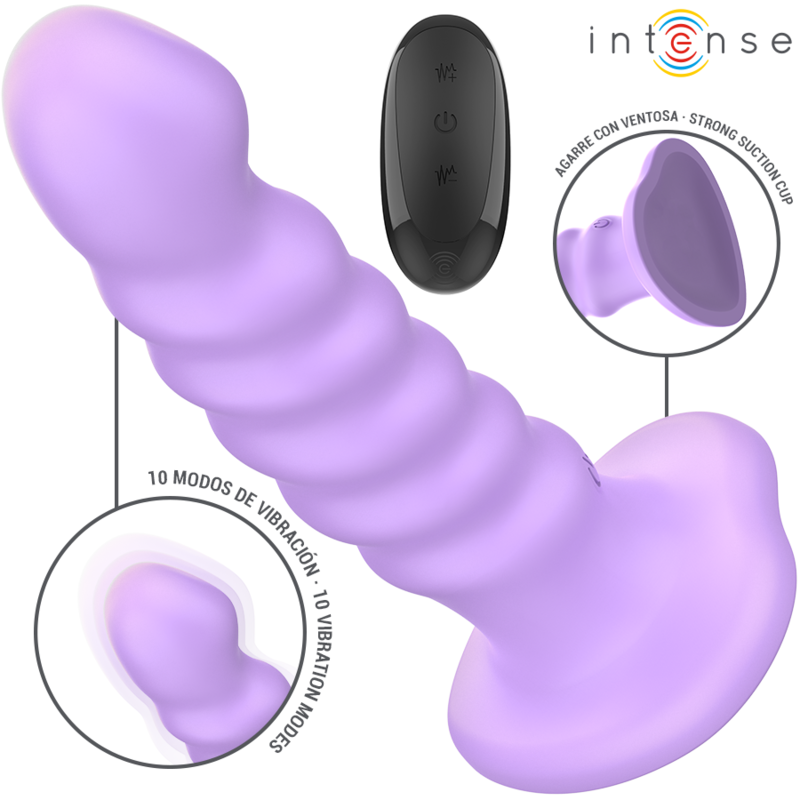 INTENSE - BRENDA VIBRATOR SIZE M SPIRAL DESIGN 10 VIBRATIONS PURPLE REMOTE CONTROL INTENSE FUN - 1