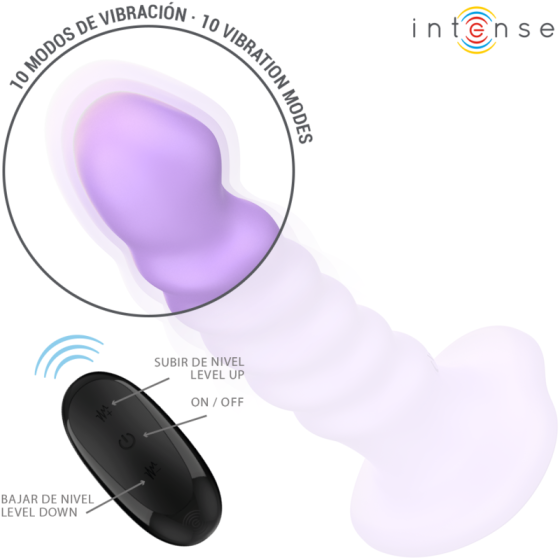 INTENSE - BRENDA VIBRATOR SIZE M SPIRAL DESIGN 10 VIBRATIONS PURPLE REMOTE CONTROL INTENSE FUN - 3