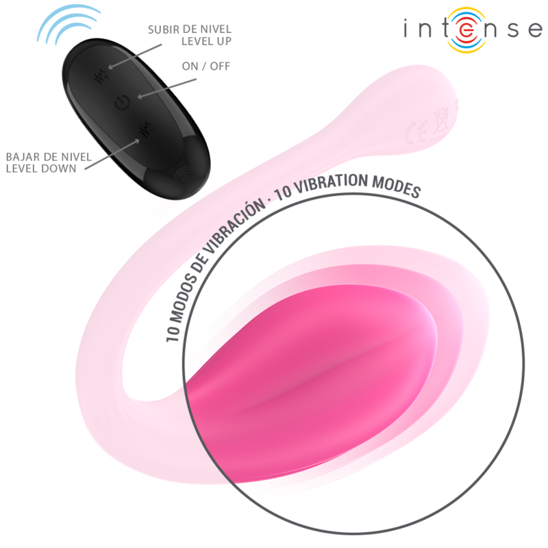 INTENSE - JANICE U VIBRATOR DOUBLE STIMULATION 10 VIBRATIONS PINK REMOTE CONTROL INTENSE COUPLES TOYS - 3