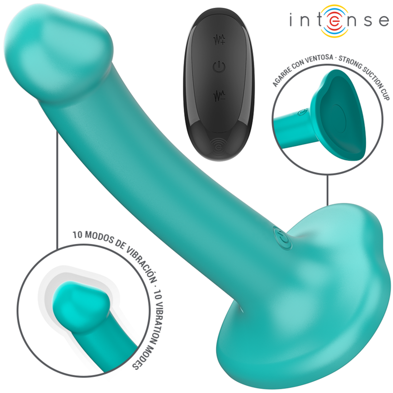 INTENSE - KATIE VIBRATOR WITH SUCTION CUP 10 VIBRATIONS BLUE REMOTE CONTROL INTENSE FUN - 1