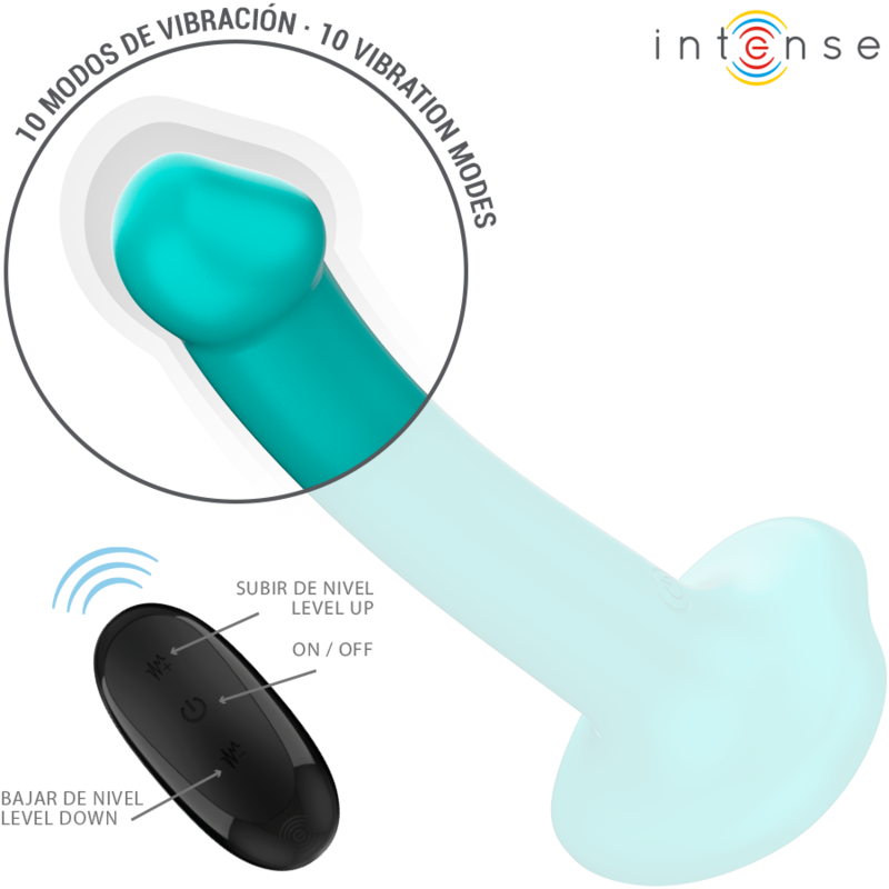 INTENSE - KATIE VIBRATOR WITH SUCTION CUP 10 VIBRATIONS BLUE REMOTE CONTROL INTENSE FUN - 2