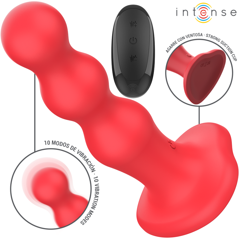 INTENSE - CODY VIBRATOR WITH SUCTION CUP RED REMOTE CONTROL INTENSE FUN - 1