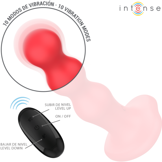 INTENSE - CODY VIBRATOR WITH SUCTION CUP RED REMOTE CONTROL INTENSE FUN - 3