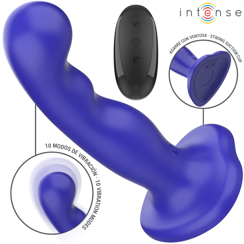 INTENSE - SHORTY VIBRATOR WITH SUCTION CUP BLUE REMOTE CONTROL INTENSE FUN - 1