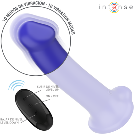 INTENSE - VICTORIA VIBRATOR WITH SUCTION CUP 10 VIBRATIONS DARK BLUE REMOTE CONTROL INTENSE FUN - 3