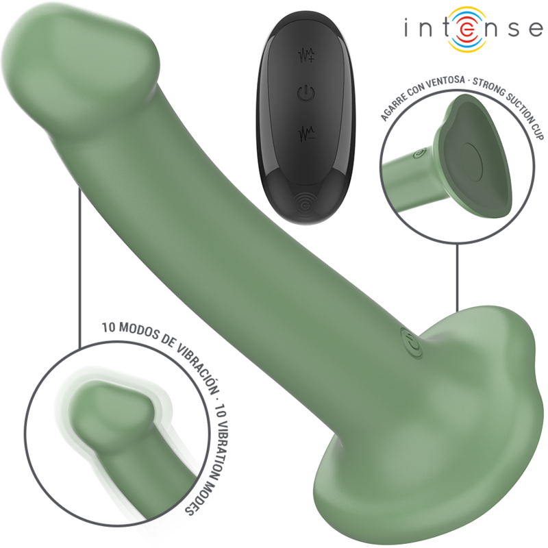 INTENSE - BECCA VIBRATOR WITH SUCTION CUP 10 VIBRATIONS GREEN REMOTE CONTROL INTENSE FUN - 1