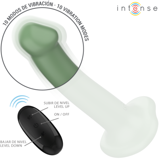 INTENSE - BECCA VIBRATOR WITH SUCTION CUP 10 VIBRATIONS GREEN REMOTE CONTROL INTENSE FUN - 3