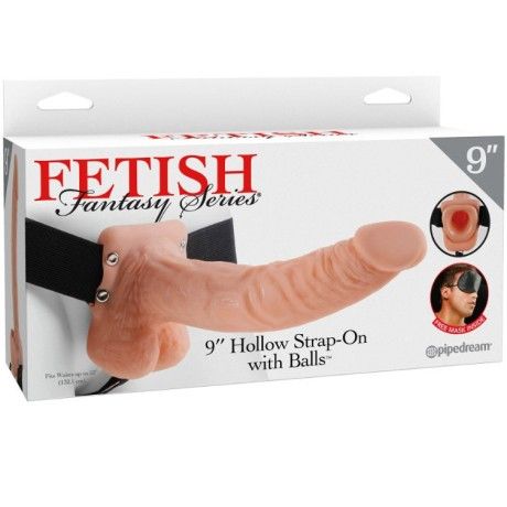 FETISH FANTASY SERIES 9" HOLLOW STRAP-ON WITH BALLS 22.9CM  FLESH FETISH FANTASY SERIES - 3