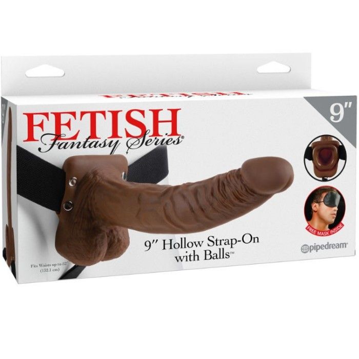 FETISH FANTASY SERIES 9" HOLLOW STRAP-ON WITH BALLS 22.9CM BROWN FETISH FANTASY SERIES - 2